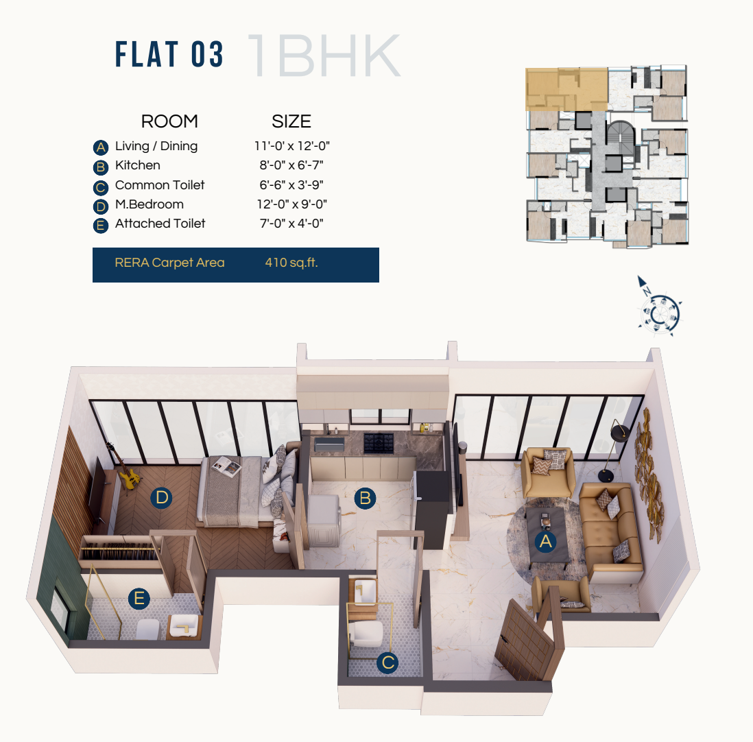 DTG Aurum Jogeshwari east 1bhk rera capert area plan